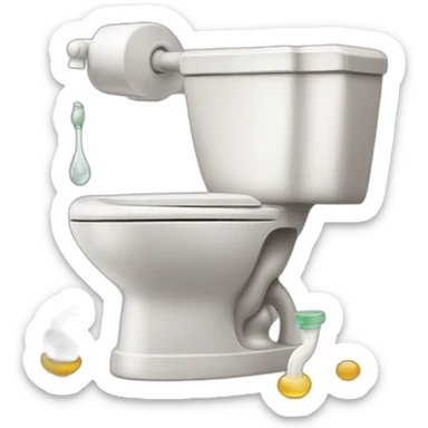 toilet bowl, bidet nozzle, and an icon representing cleanliness sticker