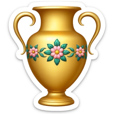 Golden vase with floral pattern  sticker