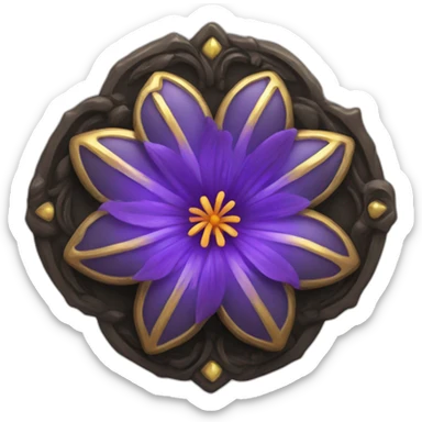 fantasy medallion in the shape of a dark flower sticker