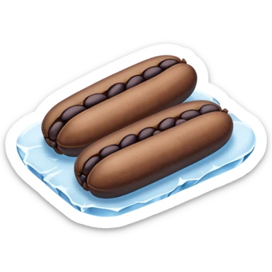 three brown beans not on a step and cover them in a layer of ice not with cubes on it not hot dogs black beans sticker