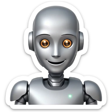 smiling Humanoid robot, face + neck sticker