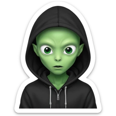 a portrait of aliens wear black hoodie sticker