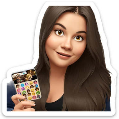 smiling girl with cellphone indoors sticker