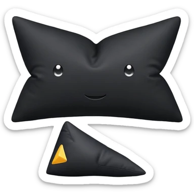 Create a triangle shaped pillow that is black in color sticker