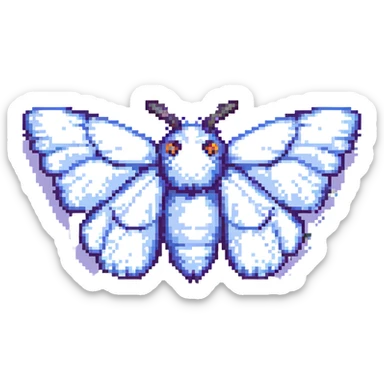 pixel art fluffy moth sticker