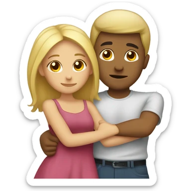 Blonde girl hugging Hispanic guy sticker