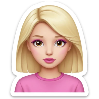 blonde girl, pink clothes, trendy heavy makeup sticker