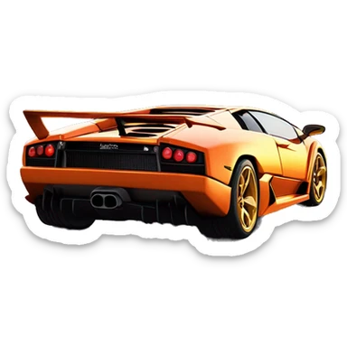 Lamborghini Diablo flying over the Golden Gate Bridge with the sun setting in the Pacific Ocean  sticker