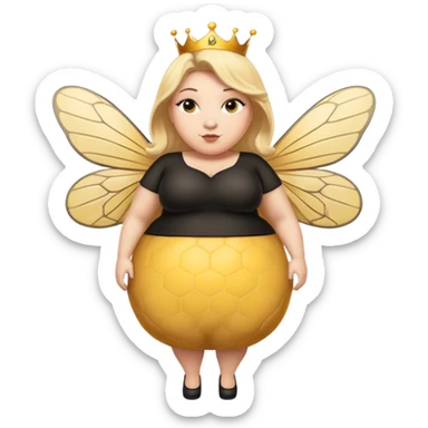 Full Body  plus size Queen bee woman with  blonde hair and big nose sticker