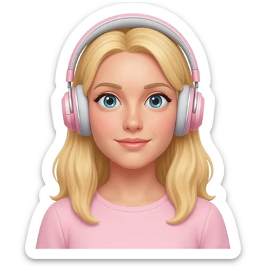 Blonde women wearing light pink beats headphones sticker