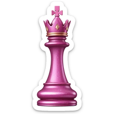 pink glitter chess piece king sticker