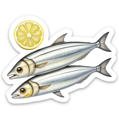 cooked anchovy with lemon slice sticker