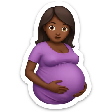 very heavily pregnant overdue woman with unnaturally very large belly sticker