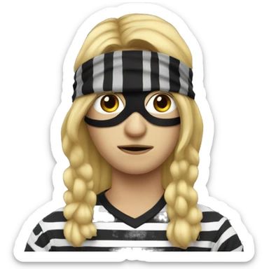Robber, striped shirt, long blonde hair, black eye mask sticker