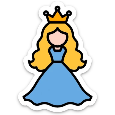 Glinda the Good Witch, blonde hair, blue dress, crown, and bubble sticker
