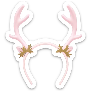 pale pink and gold reindeer antler headband sticker