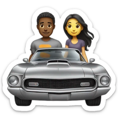 TANG stands with girl friend near an eon gray colour car sticker