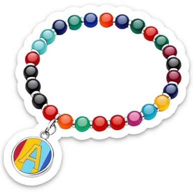 colourful alphabet flat round beaded bracelet  sticker