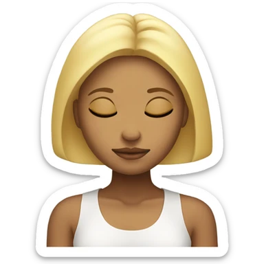 blonde girl with closed eyes, meditating  sticker