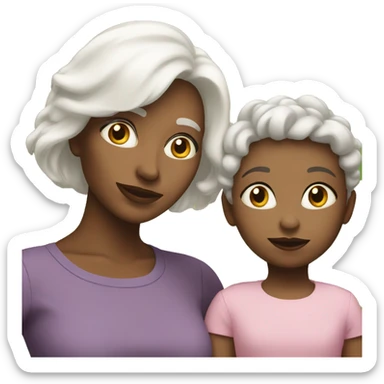 mother with daughter with white hair sticker