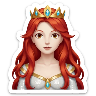 Minerva, Goddess of Wisdom from Gods and Goddesses with long red hair, ivory sequin outfit sticker
