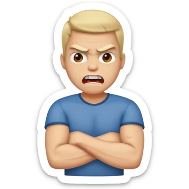 angry face with clenched teeth crossing arms sticker