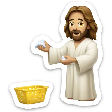 Jesus Christ doing laundry sticker