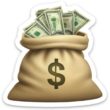 Bag of money with cash stacks  sticker