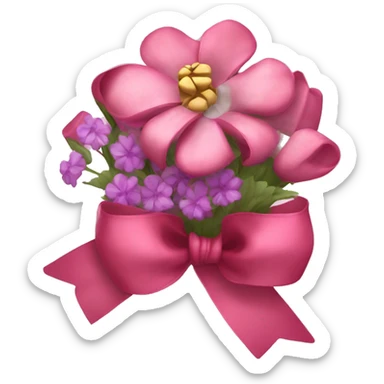 coquette ribbon wrapping flowers sticker