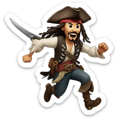 Jack sparrow running sticker