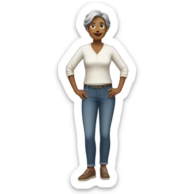 full body mature woman with casual clothes sticker