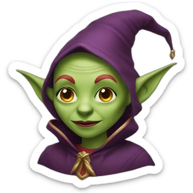 Red bald female goblin wizard sticker
