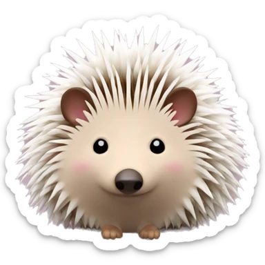 Hedgehog white brown quills one pink ear one brown ear different colored ears  sticker