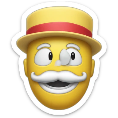 bonhomme moustachu en moule bite levant le bras droit vers le ciel sticker
