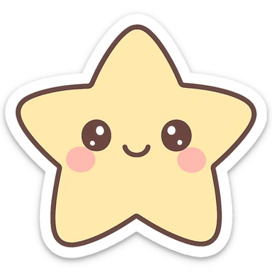 smiling star with rosy cheeks and big eyes, kawaii style sticker