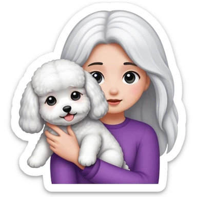 Bichon held by a long hair girl sticker