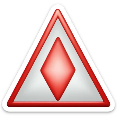 I want a triangular emoji in red and there should be a exclamation sign in the center sticker