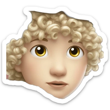 little curly boy, not board, white ski sticker