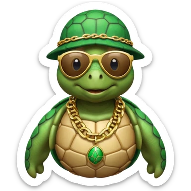 Turtle rapper with chains  sticker