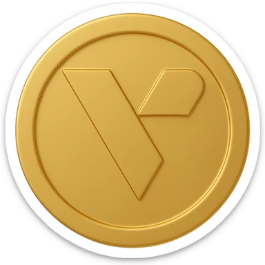 Create a flat, matte gold token emoji with the provided company logo perfectly centered. The token should be simple, flat, and gold, with minimal shine and no extra decorations. sticker