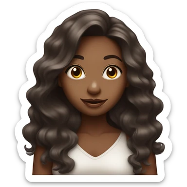 Milk chocolate skin girl with long wavy black hair rolling her eyes sticker