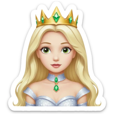 Th Good Witch from Oz with long blonde hair, white sequin outfit sticker