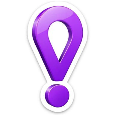 A 2D purple “!” exclamation mark symbol sticker