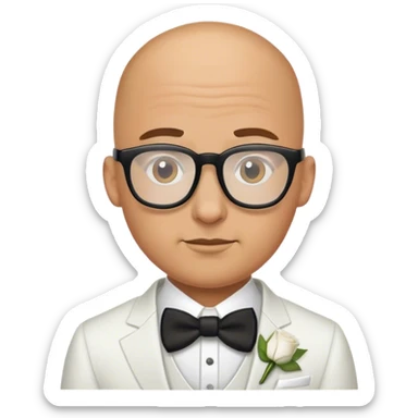 bald male groom with glasses sticker