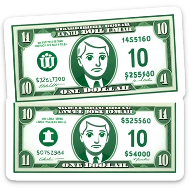 one 14 dollar bill flat ios emoji style version sticker