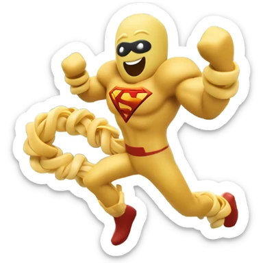Super hero fusili pasta man saving train sticker