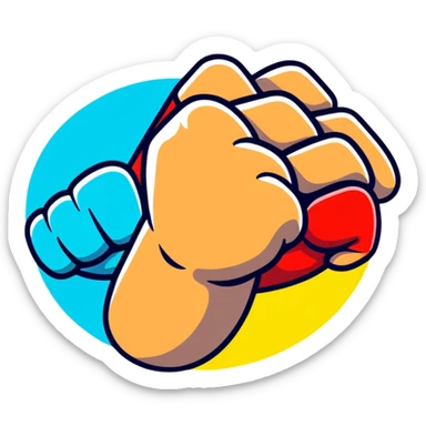 strong muscular fist with bright colors floating sticker
