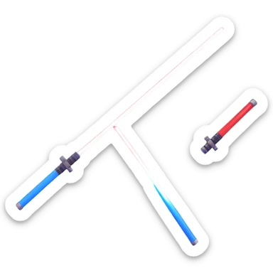 two lightsabers, one blue and one red, clashing with sparks sticker