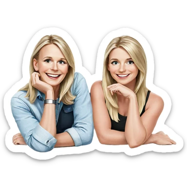blonde girls smiling on cover sticker