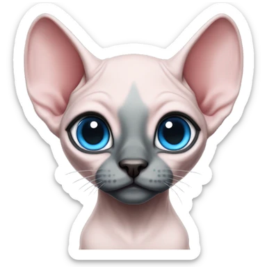 Pink grey canadian sphynx elf cat with blue eyes and black nose sticker